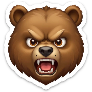angry bear face sticker