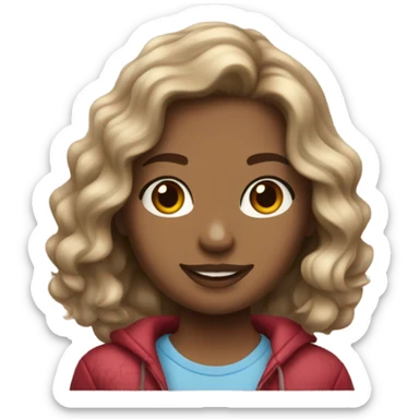 Wavy hair teenager girl with hollister clothe on sticker