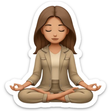 Beautiful girl meditating, in earthy tone clothes sticker