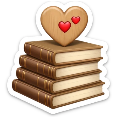 beige books and brown heart sticker