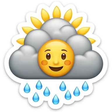 weather emoji combining a smiling sun and a rain cloud, expressing both joy and complexity, classic emoji style, no text sticker