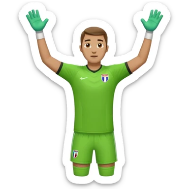 soccer goalkeeper green shirt, shorts, socks, football boots arms up sticker