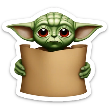 Red eye yoda holding a rolled up brown paper with grass in it sticker