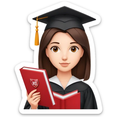 A brunette girl wearing a Bachelor of Science degree and holding an MIT acceptance letter. sticker