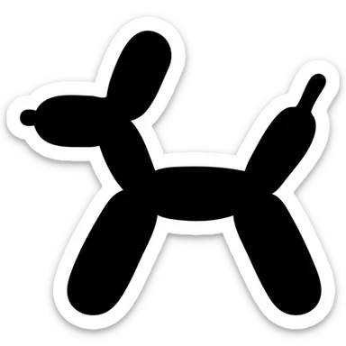 minimal balloon dog, single color, white background, modern icon style sticker