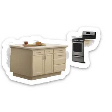 Beige kitchen cabinets realistic sticker