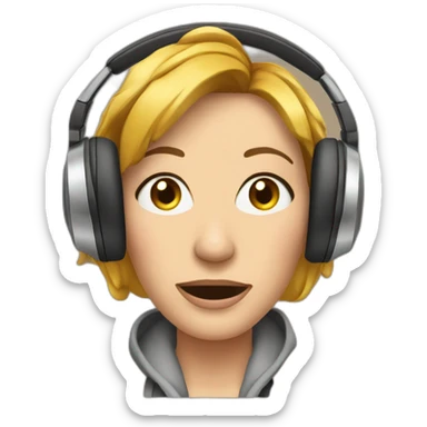 Angela Merkels face listening to loud music on her headphones sticker