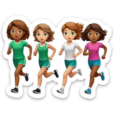 Chicas, con ojos, color verde mezclado con café, pelo, café, claro, piel morena,  corriendo sticker