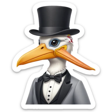 pelican in top hat sticker