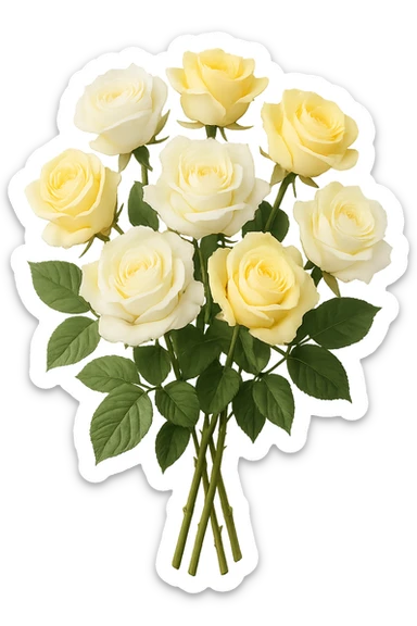 bouquet of white and yellow roses , remove background sticker