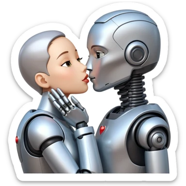 human kisses robot sticker