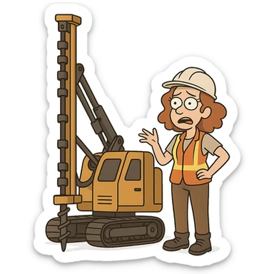 track-mounted geotechnical drilling rig, transparent background sticker