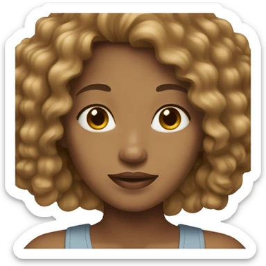 woman light brown skin long dark curly hair sticker