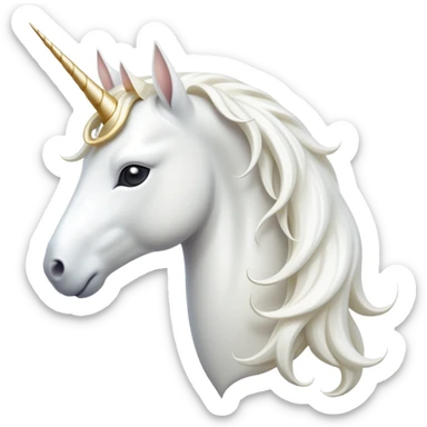 cinematic-beautiful-white-unicorn-emoji,-poised-and-regal,-with-a-slender,-ethereal-form-draped-in-a-pristine-white-color,-a-flowing-mane-and-tail,-and-a-white,-spiraled-horn-that-radiates-pure-light,-simplified-yet-sharp-and-majestic sticker