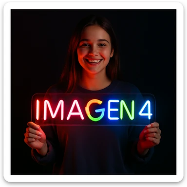 make a girl holding this sign, but sign in made of neon sticker