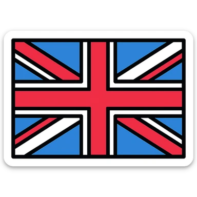 United Kingdom flag, simple, iconic, bold colors, flat design, clear lines, minimal, geometric, stylized, modern look sticker