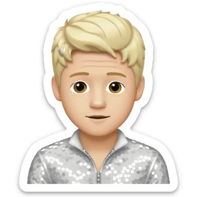 Niall Horan from One Direction with light skin, blonde hair, white sequin outfit sticker