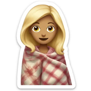 Blonde girl in blanket  sticker