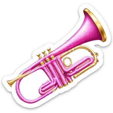 Pink glittery sparkling trumpet tooting sticker