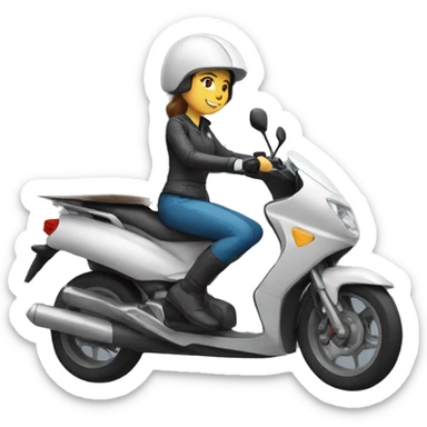 delivery moto woman driving sticker