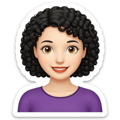 mujer blanca con cabello corto rizado negro sticker