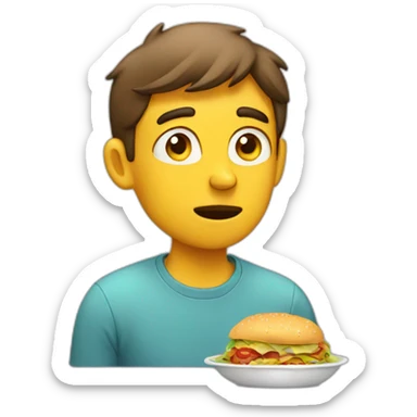 Guy thinking about food sticker