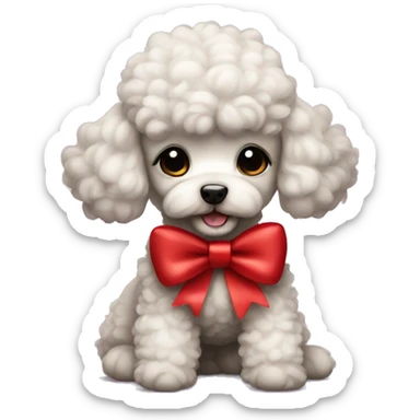 Baby poodle with red bow sticker