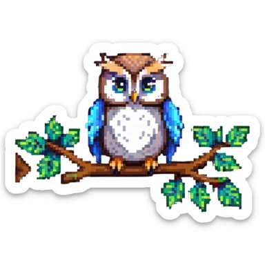 cute owl perched on a branch sticker