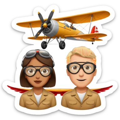 White man and brown woman wingwalking on separate planes sticker