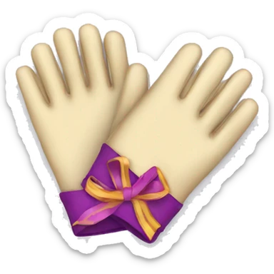 Gloves with ribbons on them  sticker