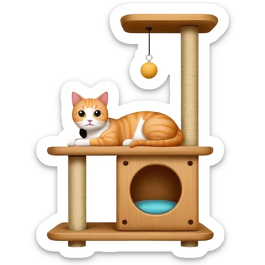 Minimal Cat condo with cat’s bed sticker