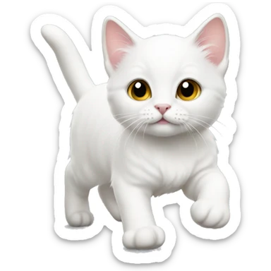 White cat kitten walking  sticker