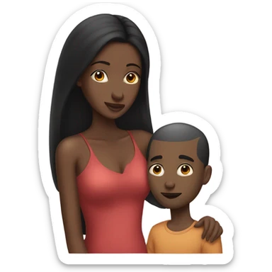 black hair girl and boyfriend with no hair kissing sticker