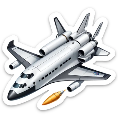 An icon featuring a collage of a space shuttle, a drone, and an airplane, symbolizing aerospace technology. The design includes rocket engines, wings, and flight paths, representing advancements in aviation and space exploration. Transparent background highlights cutting-edge aerospace engineering. sticker