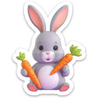 rabbit with a carrot sticker