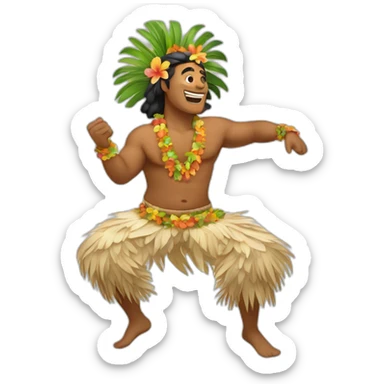 Tahitian man dancing tahitian dance with costume sticker