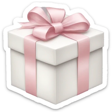 white Christmas present box with pale pink tying sticker