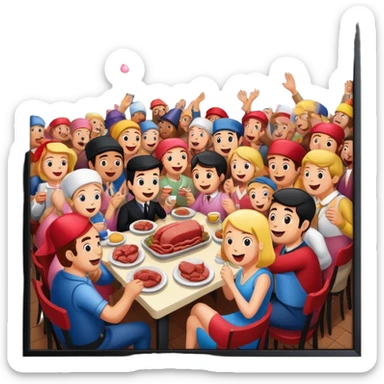 Party at a french SPAM meat cafe LANDSCAPE  sticker