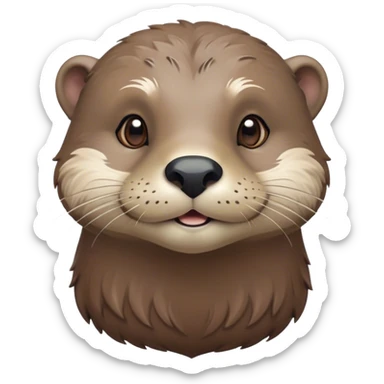 Cinematic Noble Otter Portrait Emoji, Poised and regal, with a sleek, streamlined build and a luxuriously smooth, well-groomed Fur of rich brown, deep-set soulful dark eyes, Simplified yet sharp and sophisticated features, highly detailed, glowing with a soft, dignified glow, high shine, intelligent and playful, stylized with an air of aquatic charm, focused and attentive, soft glowing outline, capturing the essence of a watchful and confident water-dweller, so majestic it feels as though it could glide out of the screen with effortless authority! sticker