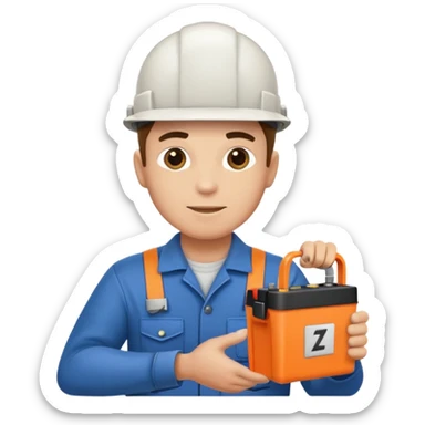 electrician installing a azimut battery sticker