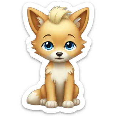Blond Baby boy blue eyed with fox plush sticker