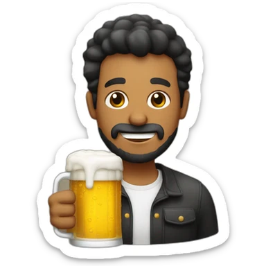 Hombre con pelo negro sosteniendo una jarra de cerveza sticker