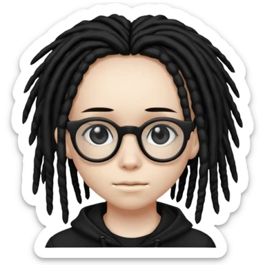 Black Emo teen with dreads and glasses sticker