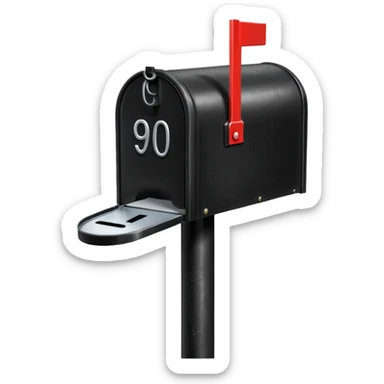 black mailbox with №90210 on black post sticker