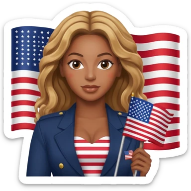 Beyonce with american flag sticker
