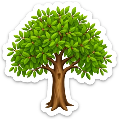 big almond tree with almost green leaves sticker