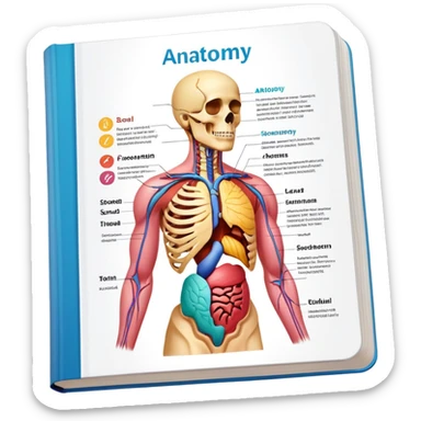 anatomy textbook with human body diagram on cover sticker