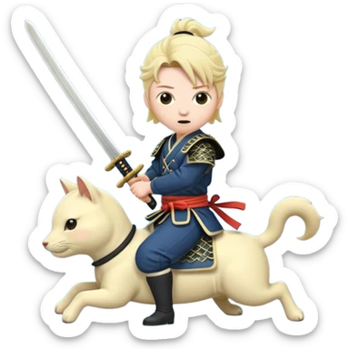 A penis holding a samurai sword riding a pussy sticker