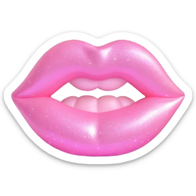 shimmery pastel pink lips mark, surrounded by sparkles, kawaii feel, 3D style sticker