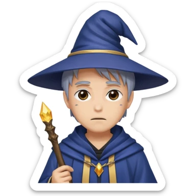 Anime very mysterious wizard, sad, no backhround sticker